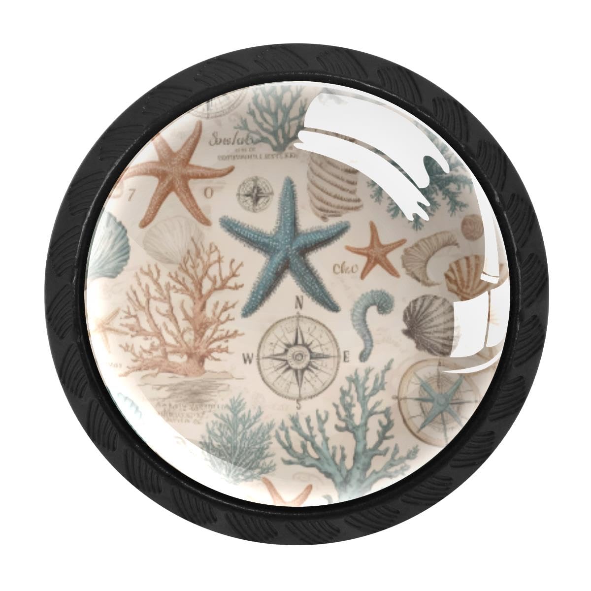 4 PCS Cabinet Knobs, Starfish Seashell Coral Drawer Knobs Dresser Handles