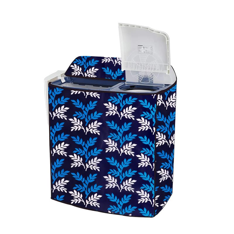 MOGNE FAB Washing Machine Cover Compatible for LG Semi-Automatic 10.5 KG (P105ASRAZ) Blue Leaf.