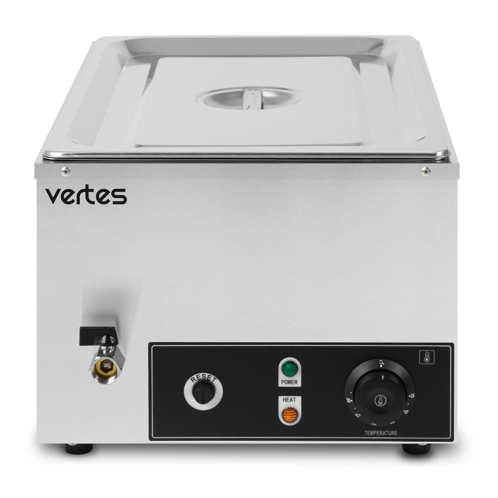 VERTES Serbatoio termico a buffet, per alimenti, elettrico, 1000 W, in acciaio inox (incl. 1 contenitore da 1/1 GN con coperchio per 20,5 l, Bain Marie, temperatura continua 0-85 °C)