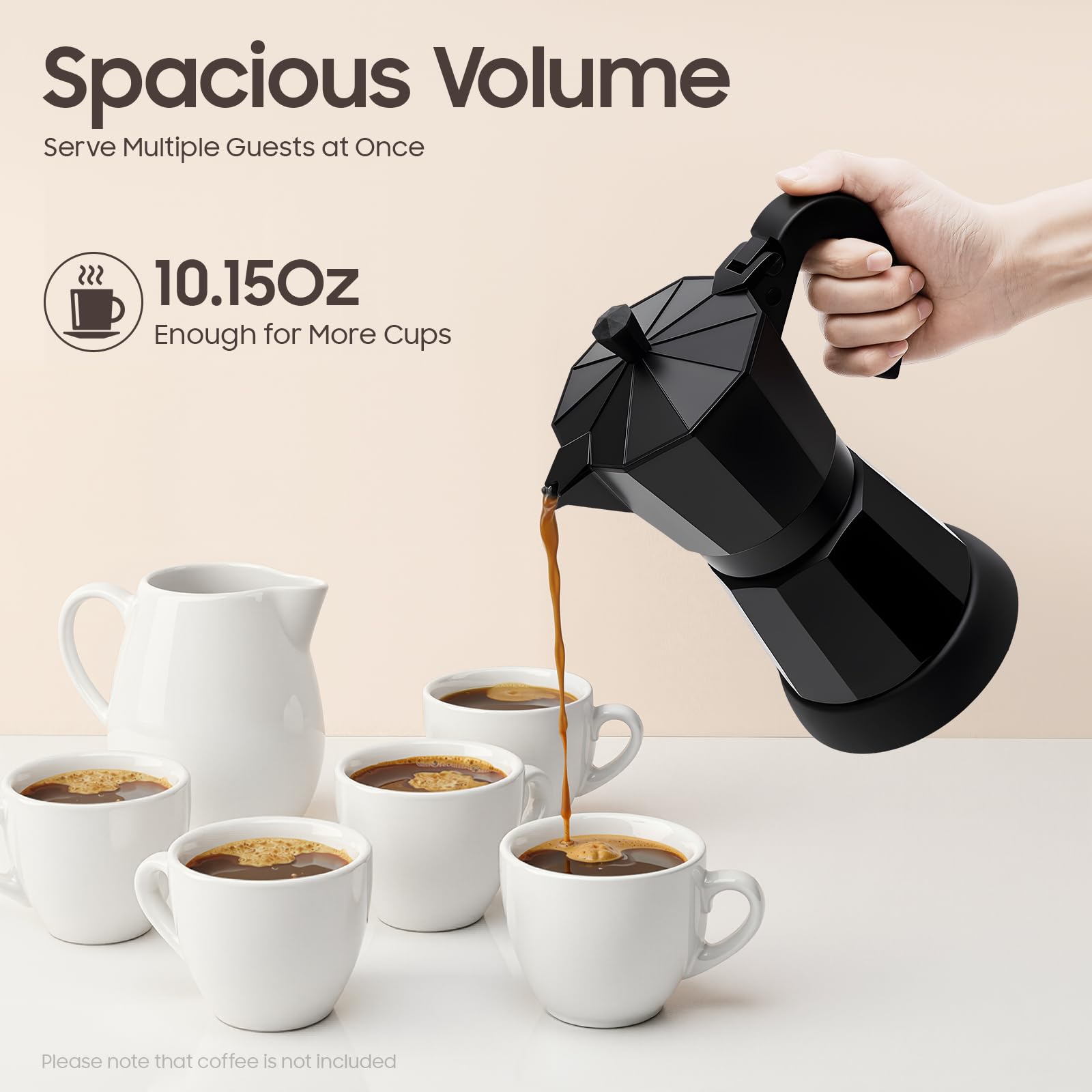 Cafetera eléctrica de 480 W, 300 ml, cafetera de aluminio, para 2-3 tazas de capuchino y americano, con válvula de seguridad, mango anticaldo, adecuado para el hogar y la oficina
