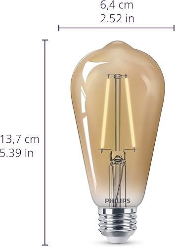 Miniatura 61 de Philips LED 60W ST19 - Paquete de 1 bombilla vintage Edison en espiral ámbar (2000 K) 400 lúmenes (6.5 W = 60 W) regulable sin parpadeo Ámbar