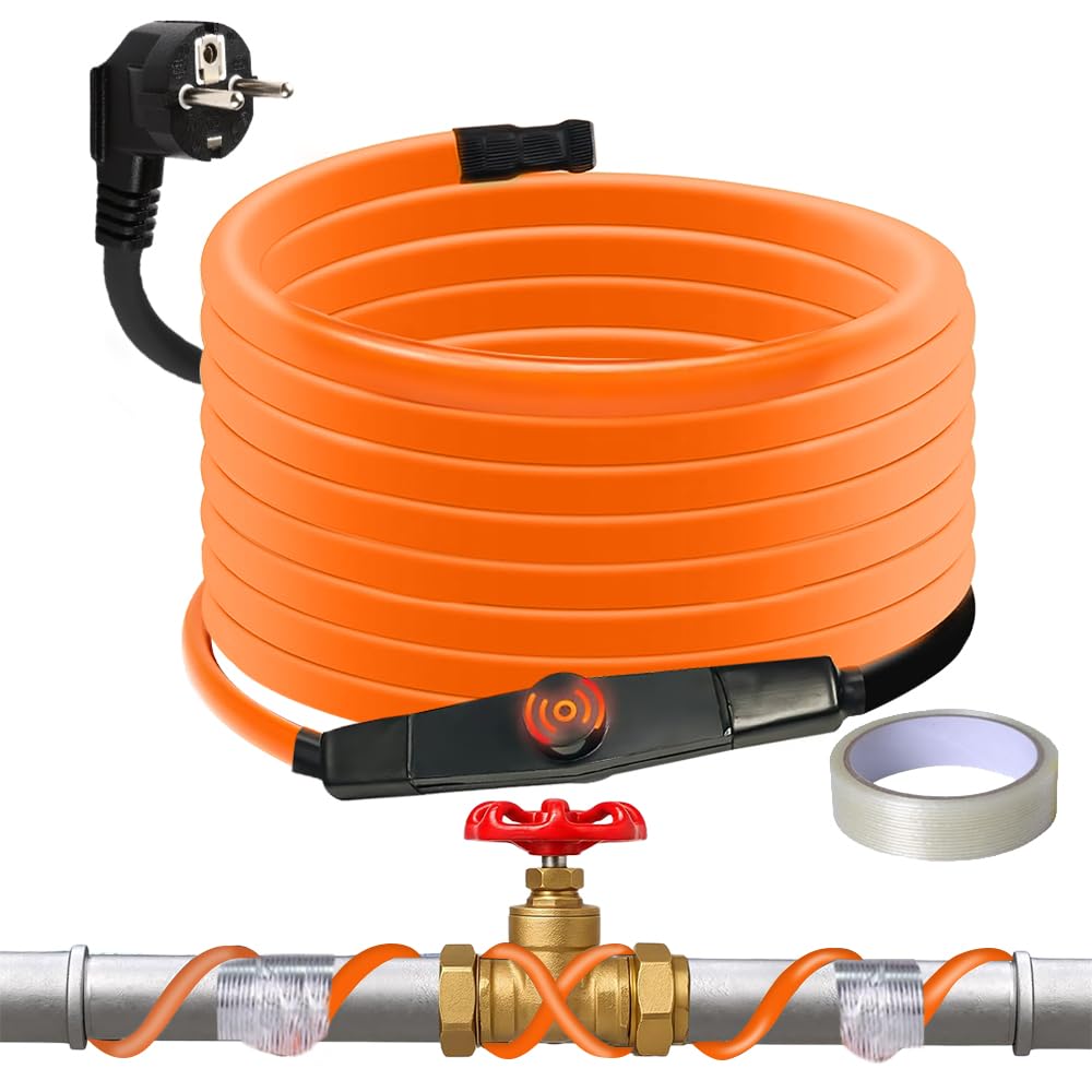 Câble Chauffant Antigel avec Thermostat, 2M, 25 W/M, 220V Cable Chauffant Antigel, pour Les Abreuvoirs pour Animaux, l'Arrosage des Plantes et pour la Protection des Canalisations Domestiques