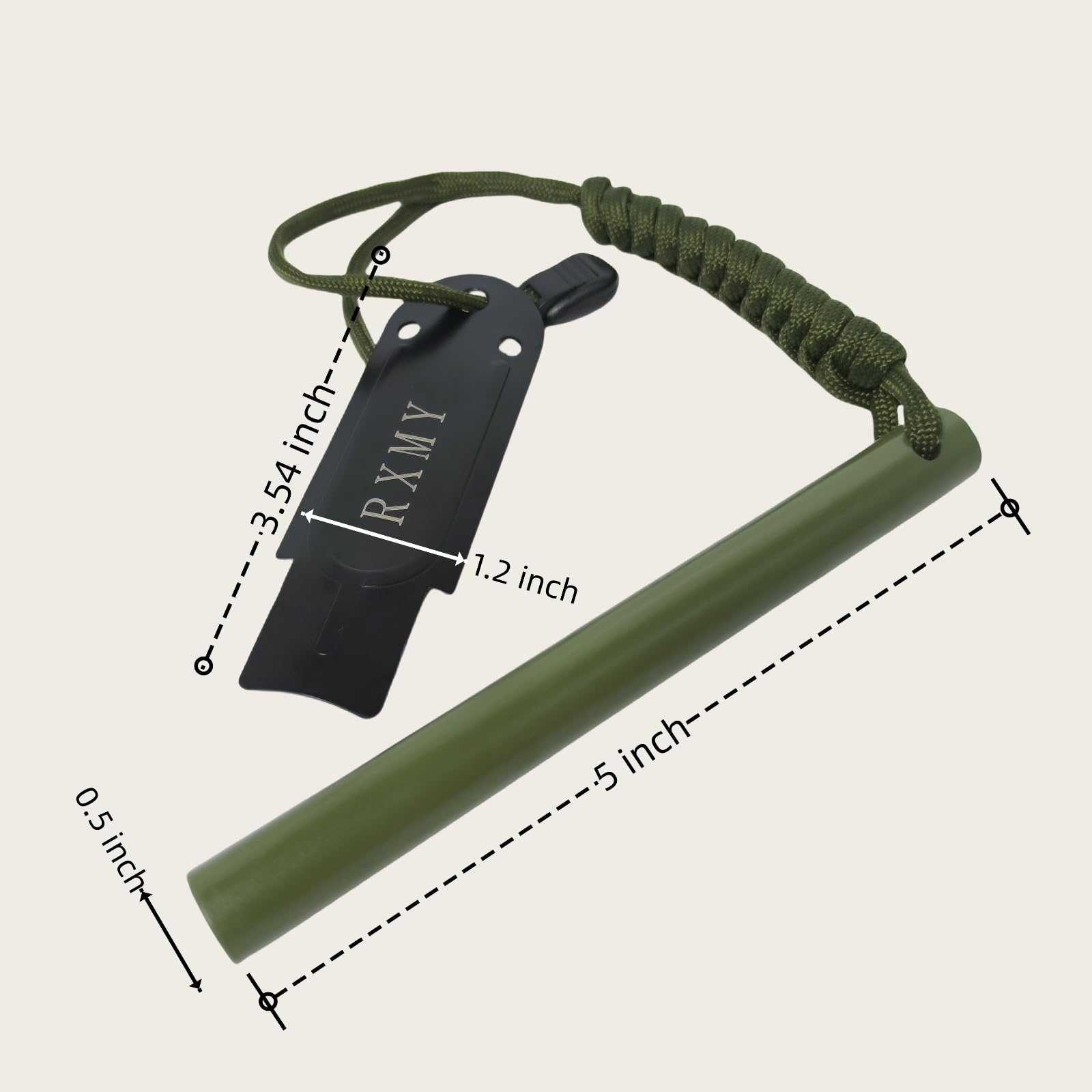 RXMY Fire Starter Survival Tool 5 Inch,Ferro Rod Flint Fire Starter,A Kit for Wilderness Survival.5(Long) x 1/2