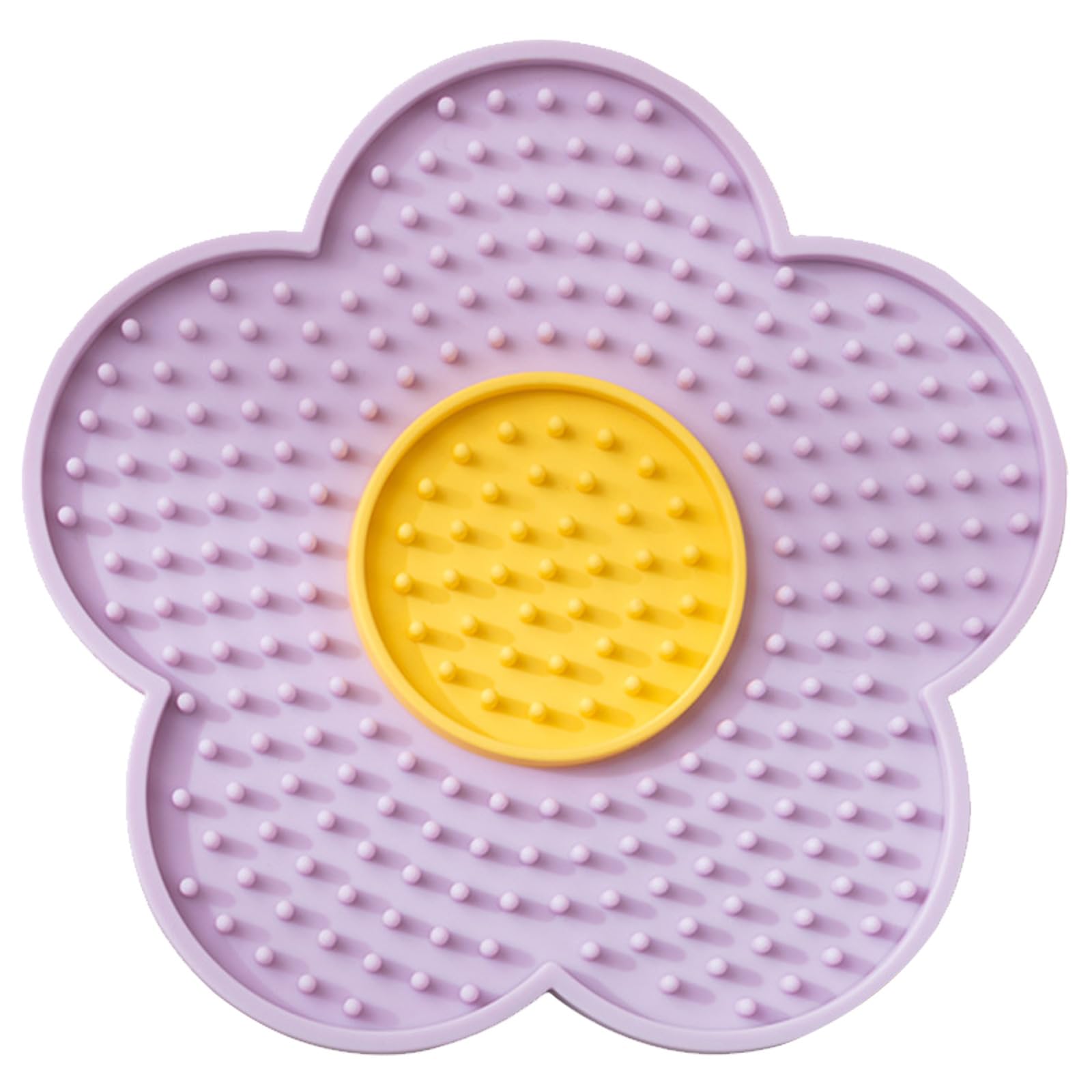 Maxtonser Cats Lick Pad With Suctions Cup Slow Feeders Licking Mat Flower Shape Silicone Pad With Suctions Cup Dog Licking Mat Si