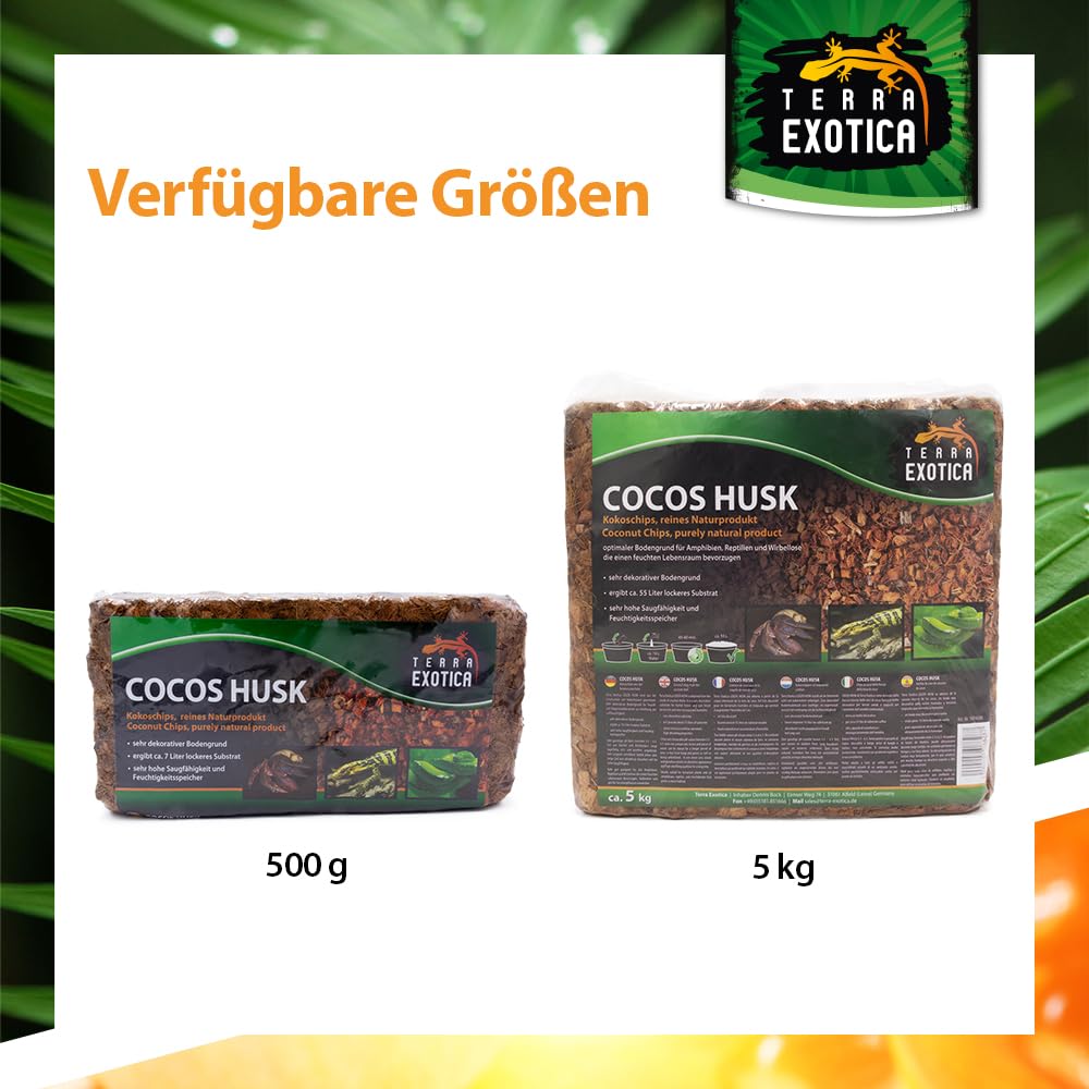 Terra Exotica Cocos Husk Brick ca. 500g - grob, gepresster Humusziegel als Terrarienboden für Reptilien und Amphibien, 1 Ziegel ergibt ca. 7 Liter lockeres Substrat (12 Stück - 84 Liter)