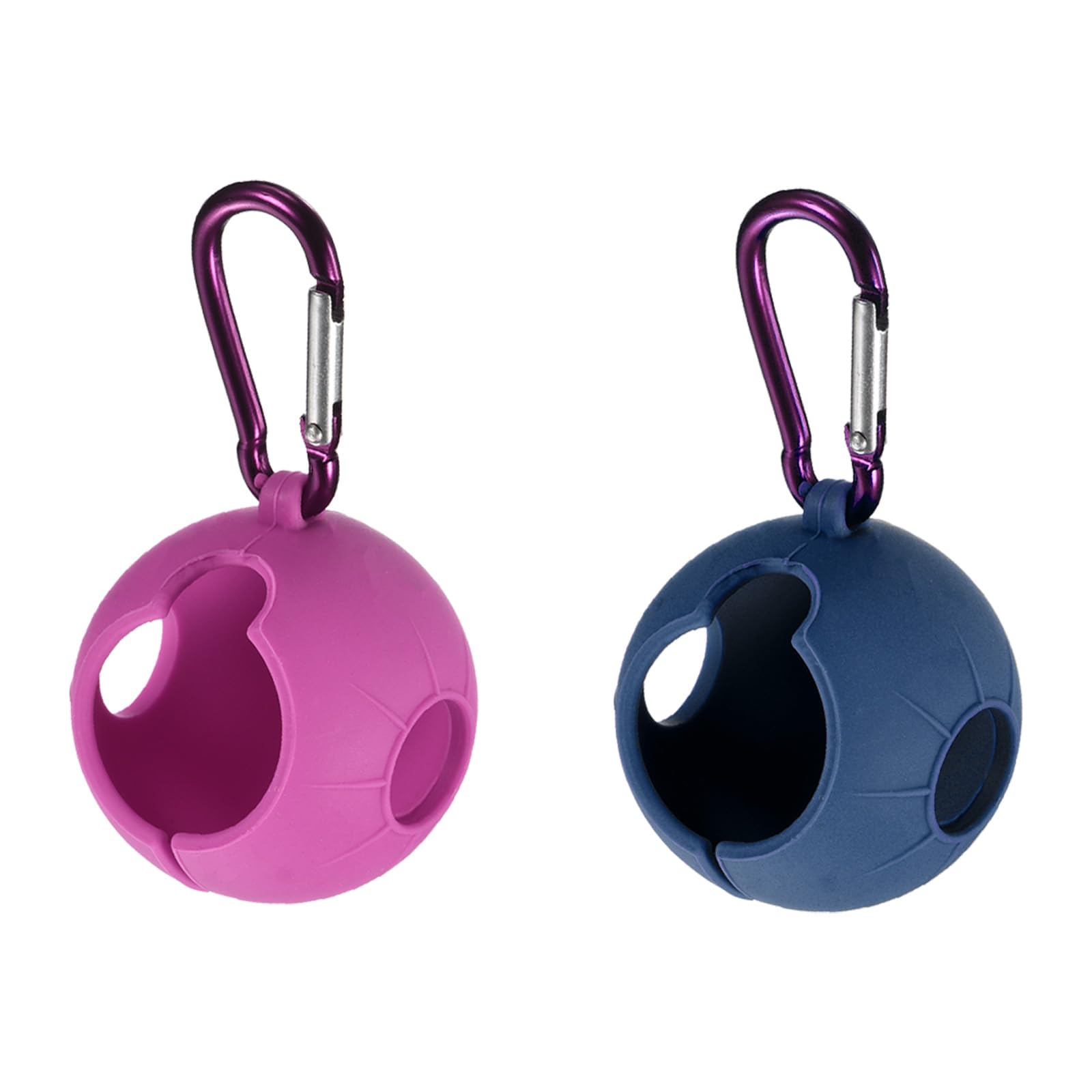 PATIKIL Golf Ball Holder, 2 Pack Silicone Balls Carrier Protective Portable Sleeve with Buckle for Golf Bag Belt Rose Red, Blue