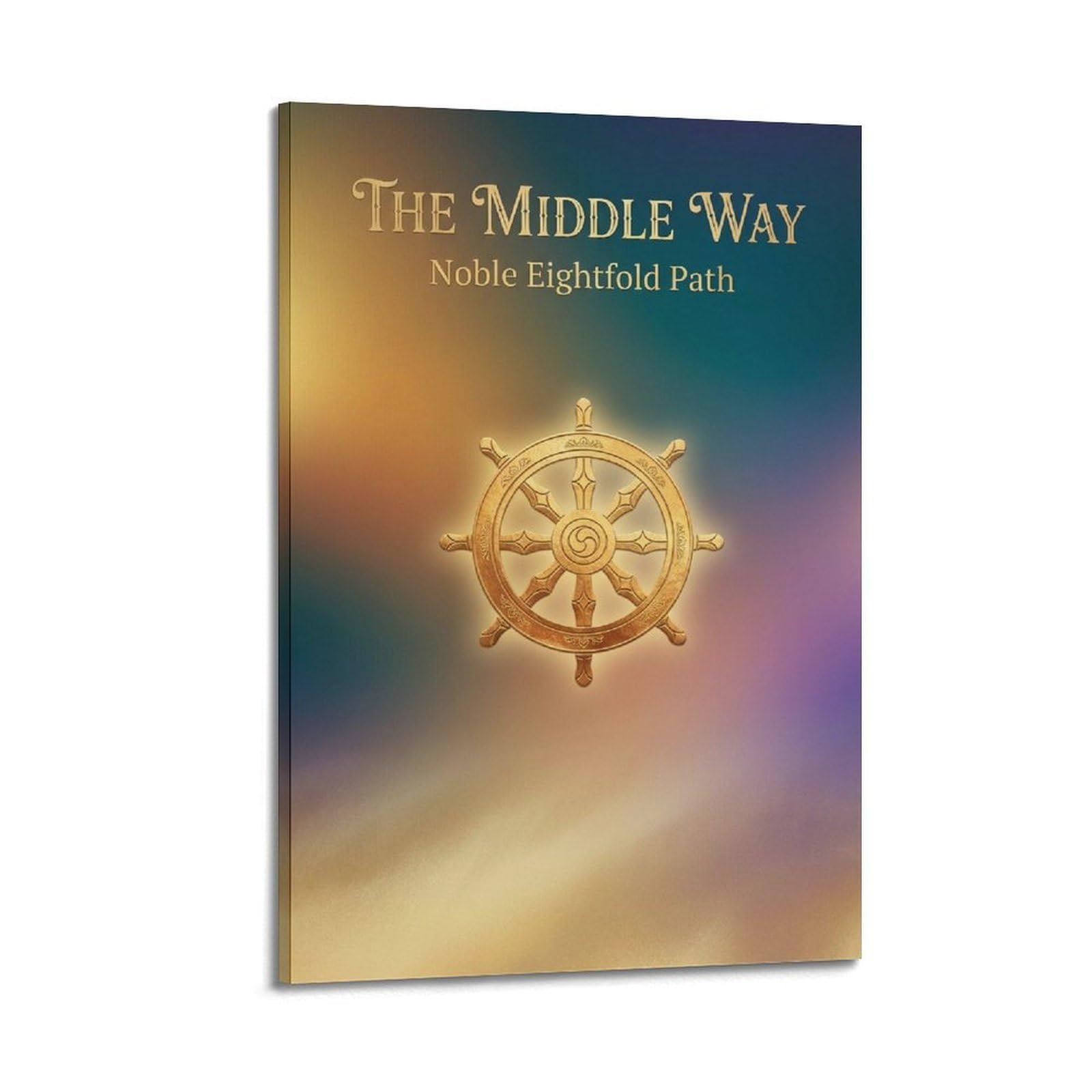 XKUGA Buddhist Eightfold Path Poster Dharma Wheel Middle Way Modern Decorative Canvas Prints - Ideal Wall Art for Family, Man Cave, Game Room, Boys & Girls Bedroom 20x30inch(50x75cm)