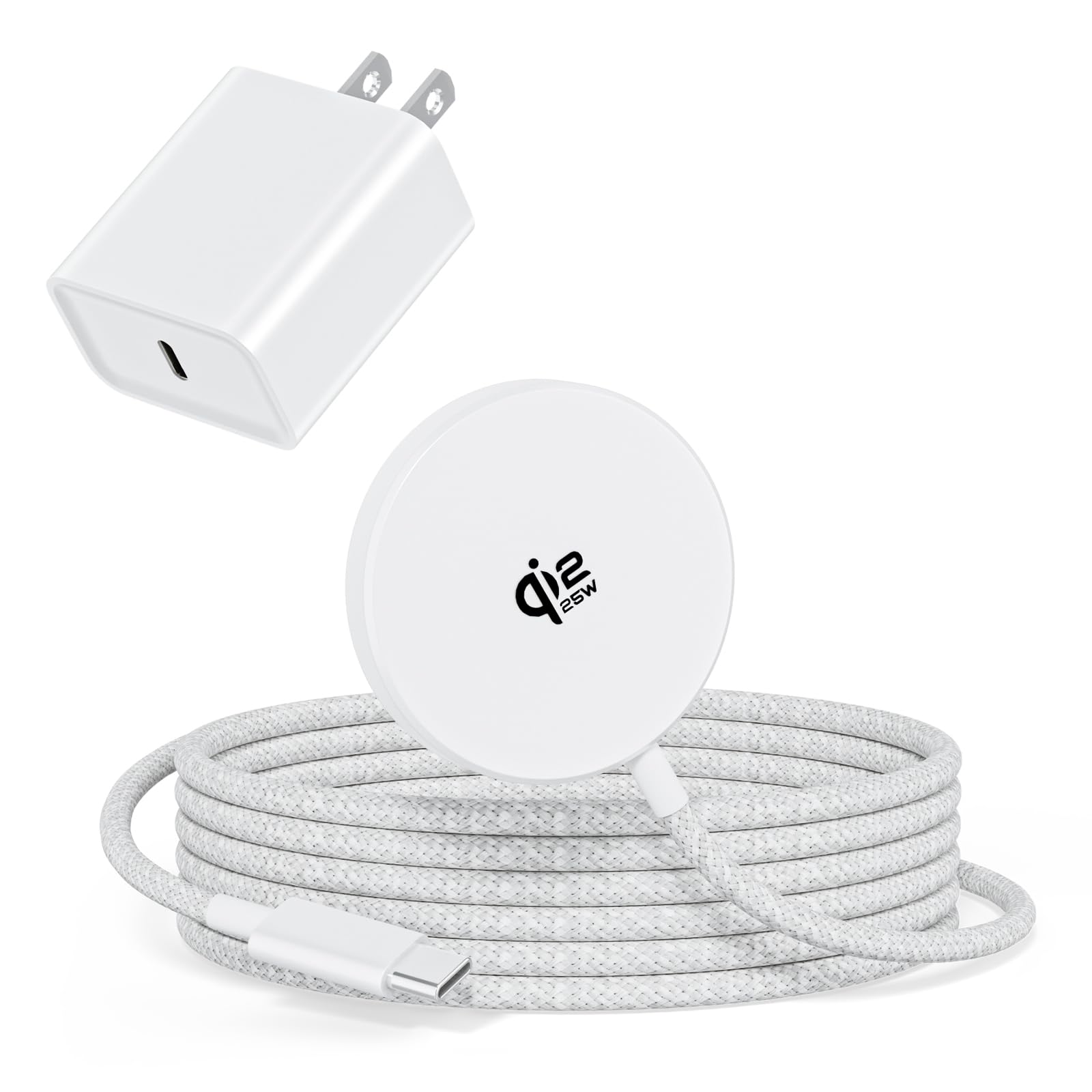 Photo 1 of 25W[Apple MFi Certified]Magnetic Wireless Charger iPhone Charger Fast Charging,6FT Qi2.2-Certified,Apple Mag Safe Chargers Pad 35W Adapter for iPhone 17E/17 Pro Max/Air/16 ProMax/16/15 Plus/15,AirPods