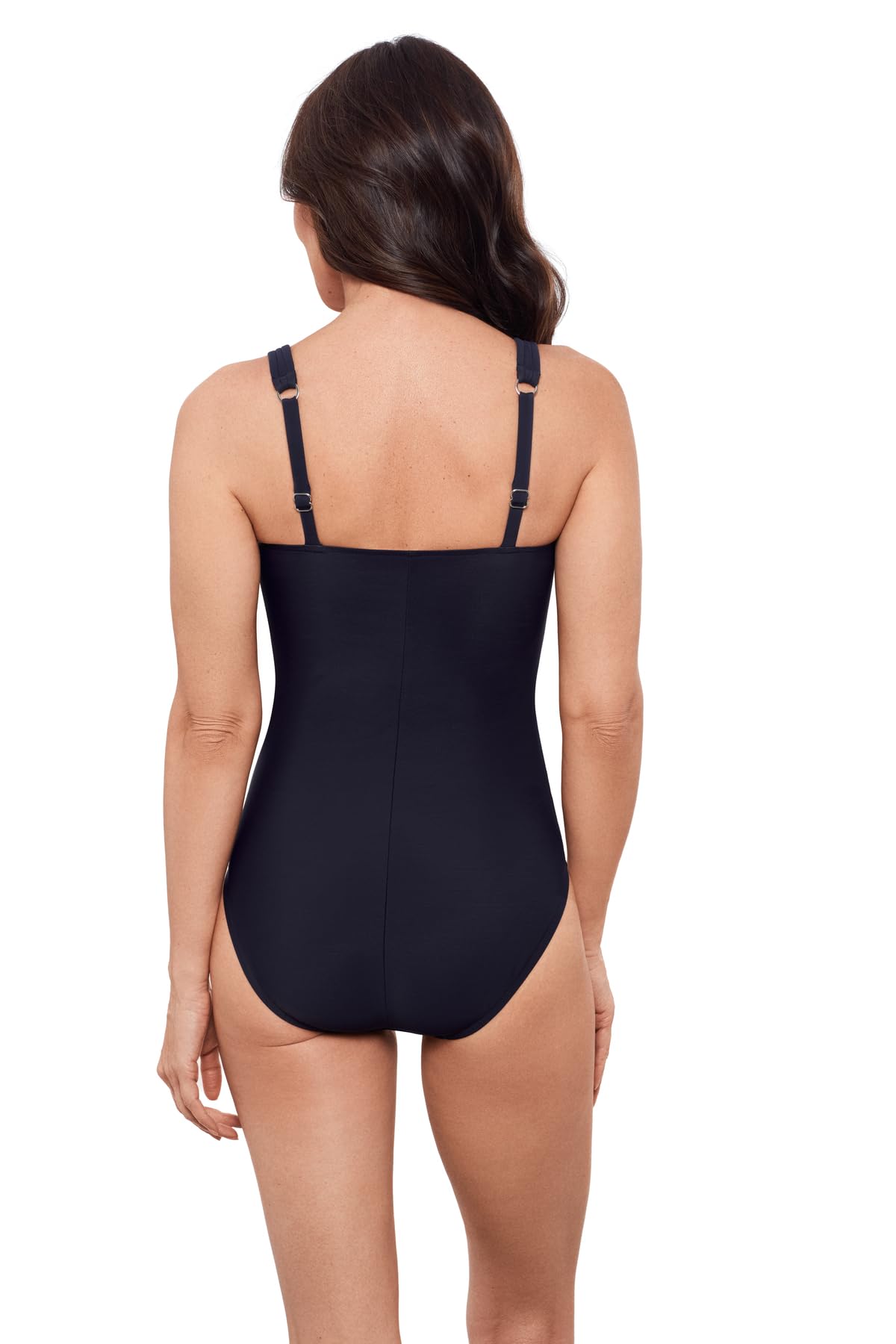AQUA GREEN Damen-Badeanzug, volle Abdeckung, V-Ausschnitt, Surplice Trim Overlay, einteiliger Badeanzug mit Bauchkompression