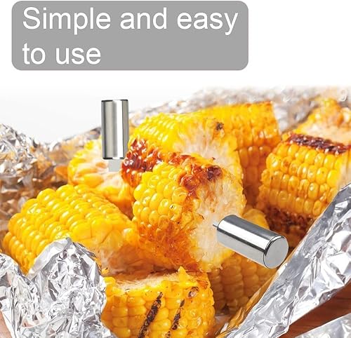 Miniatura 7 de Senzeal 8 soportes para mazorcas de maíz de acero inoxidable, brochetas de maíz en la mazorca, tenedores de barbacoa, pinchos de maíz para fiesta en