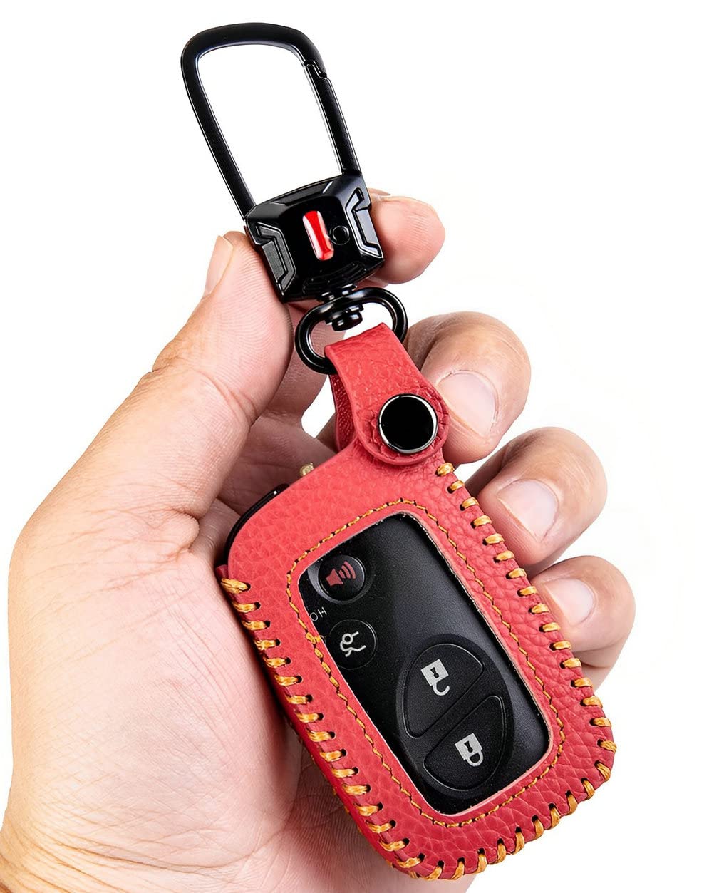for Lexus Key Fob Cover with Keychain Leather Remote Car Smart Key Case Holder for RX350 RX450h CT200H IS250 LS460 GX460 GS300 IS350 GS350 ES350 GS430 LS600h LX570 GS450h ISC (Red)