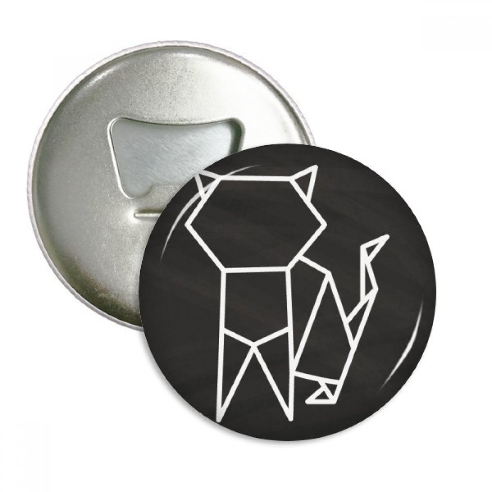 Badge aimanté chat origami et décapsuleur de bouteille, coffret cadeau 3 pièces argent
