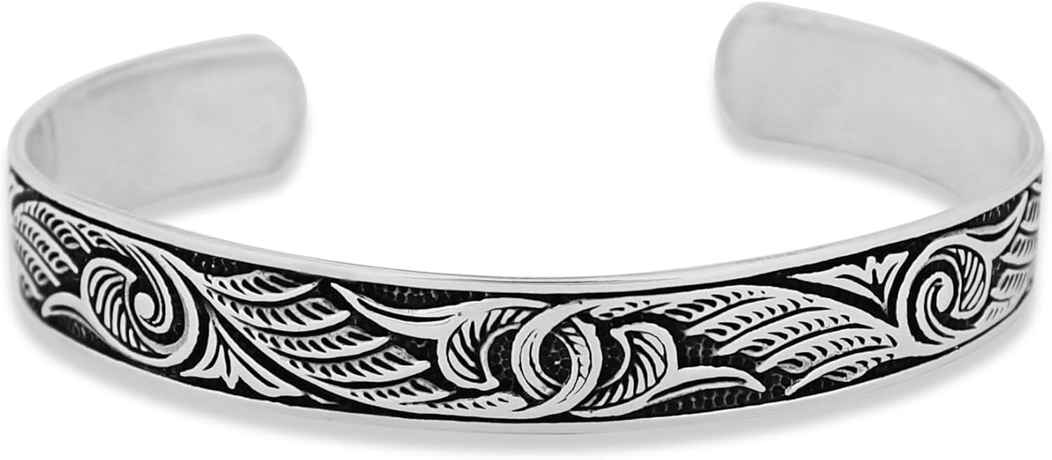925 handmade Sterling Silver Cuff Bracelet, Engraved Cuff Bangle, Men Handmade Men Cuff Bracelet, Elegant Cuff Bracelet, Floral Engraved Cuff