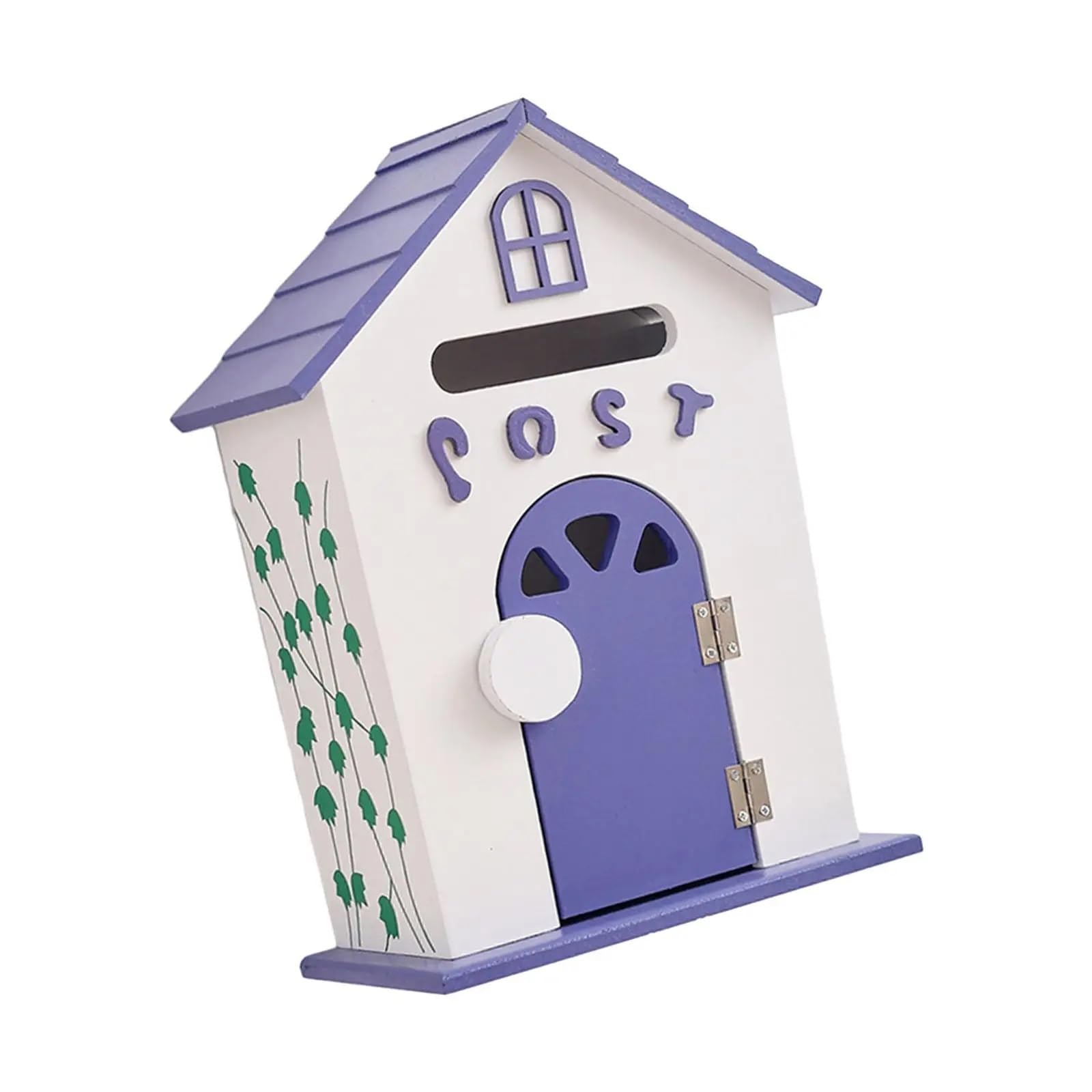 Wall Mounted Mailbox, Wall Mount Wooden Mailbox Multicolor Vintage Outdoor Lockable(Purple)