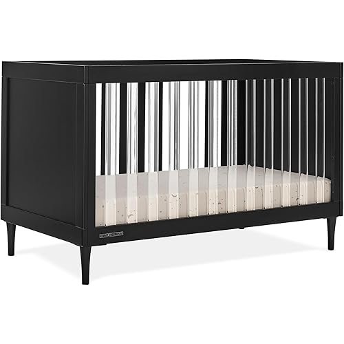 Delta Children Bowie 4-in-1 Convertible Acrylic Crib - Greenguard Gold Certified, Black Ebony
