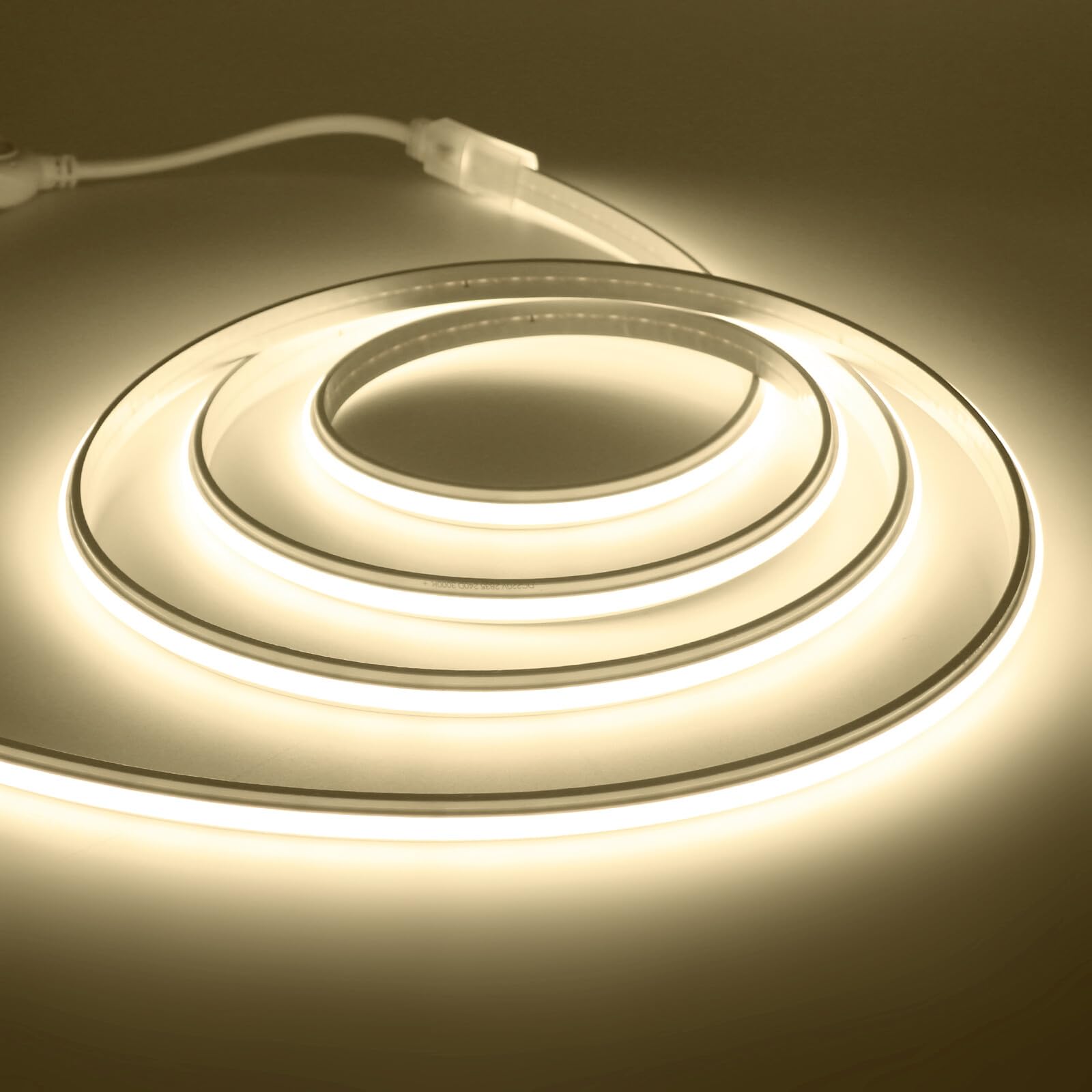 230V COB Neon LED Streifen, Dimmbar 240LEDs/m Superhell Hohe Dichte IP65 Wasserdicht Diffusion Flex COB LED Leiste Lichtband Strip für DIY Innen-und Außenbeleuchtung Projekte (Naturweiß, 23M)