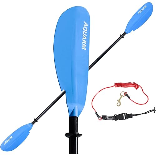 Kayak Paddle Adjustable 91.7 inch Lightweight Kayaking Oars with Aluminum Shaft and Fiberglass Blades for Boating Canoeing