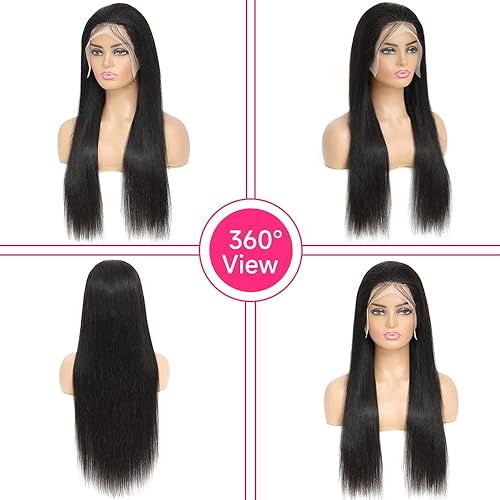 Miniatura 4 de Pelucas de cabello humano lacio con encaje frontal, 13 x 4, transparente, HD, encaje frontal, cabello humano prearrancado, densidad del 180 %,