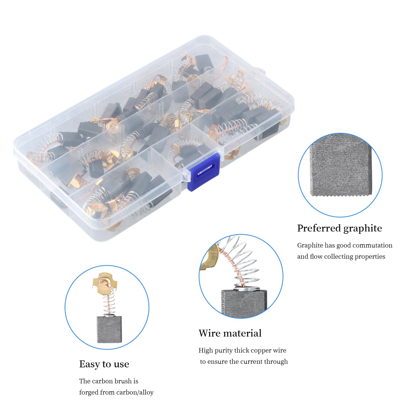 40PCS Spazzole di Carbone di Ricambio, 10 Dimensioni Carboncini Motore Elettrico per Utensili Elettrici, Seghe da Banco, Martelli Elettrici, Smerigliatrici Angolari, Seghe Circolari