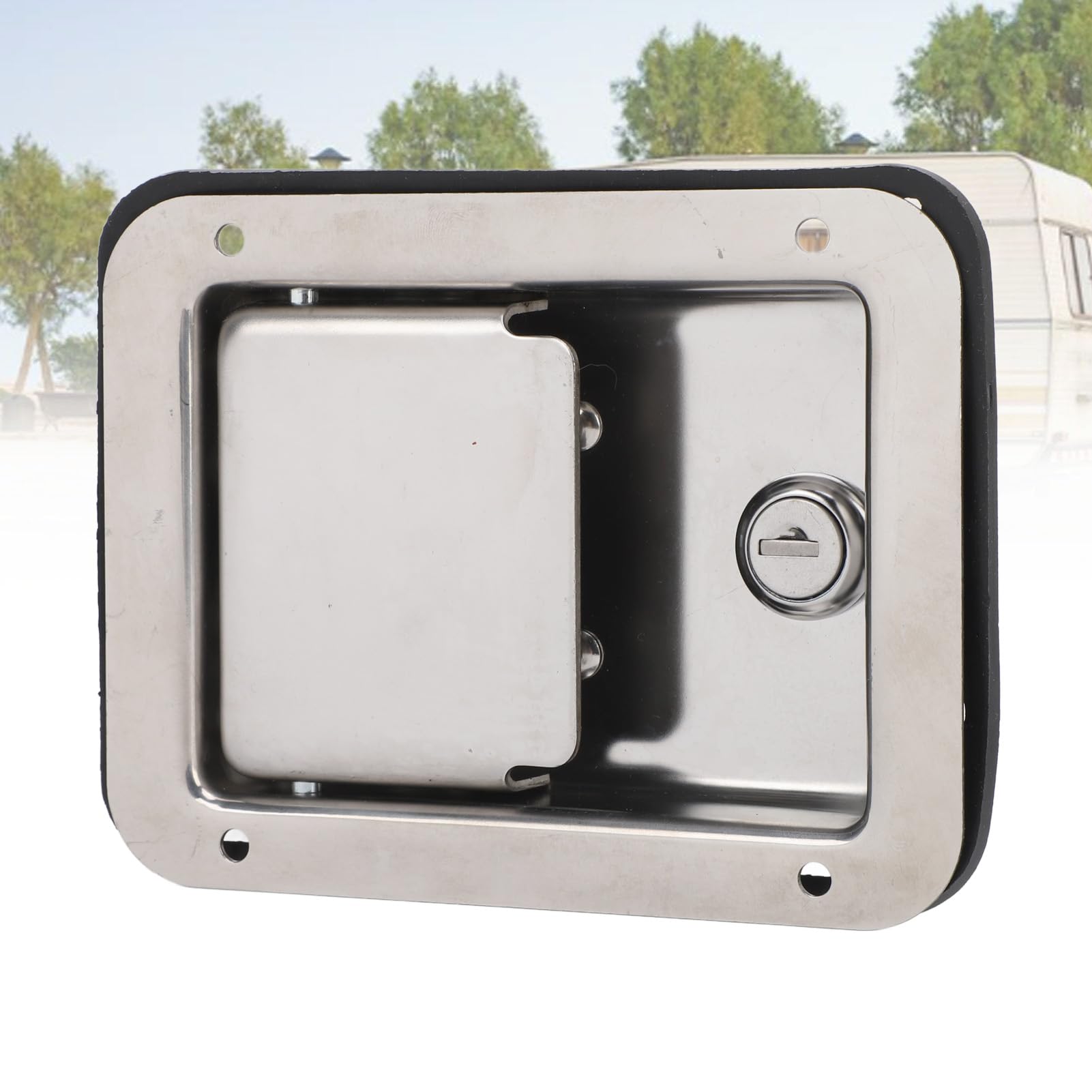 Generic Cerradura con Manija de Paleta de Montaje Empotrado de Acero Inoxidable 304 con Llaves Caja de Herramientas Segura Gabinete para Vehículos Recreativos Diseño Resistente Al óxido para Paneles