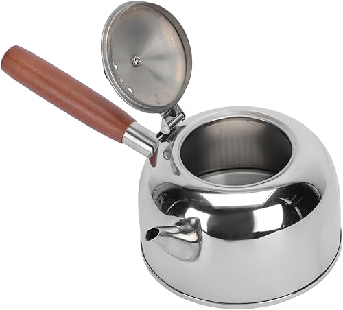 Hervidor de agua de acero inoxidable con mango lateral escaldado para uso doméstico, cocina de inducción, compatible con fácil de limpiar y añadir