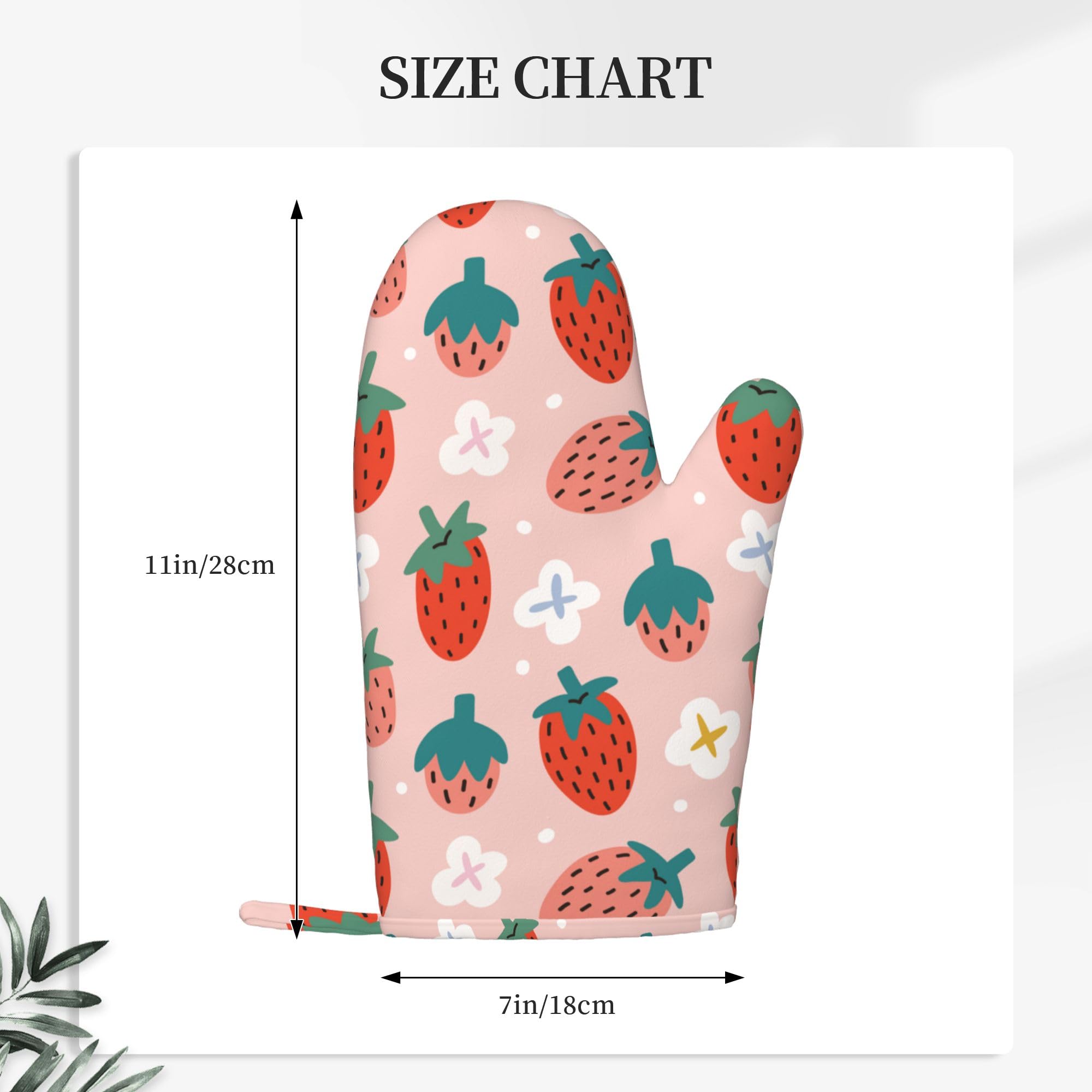 Lot de 4 maniques et maniques en silicone résistant à la chaleur et antidérapants pour cuisine, cuisine, grillades et micro-ondes Motif fraises