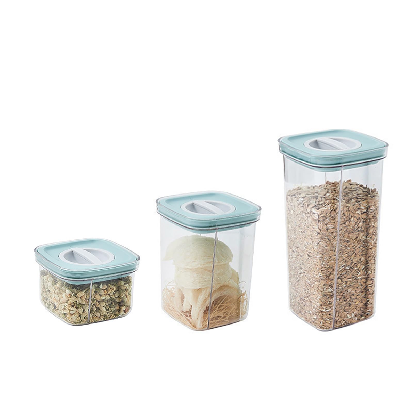 Ylwx Blue Pet Thickened Cereal Containers Storage Kitchen Transparent Square Pantry Organizers And Storage Can Be Stacking Snacks Storage Containers For Pantry (Color : Size : 600Ml+1300Ml+2000Ml)