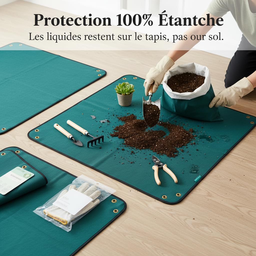 Tapis Jardinage Étanche Oxford, Matériau en Caoutchouc, Tapis Culture, Travaux pépinière, pour propriétaires, Style to 4, 75x75cm