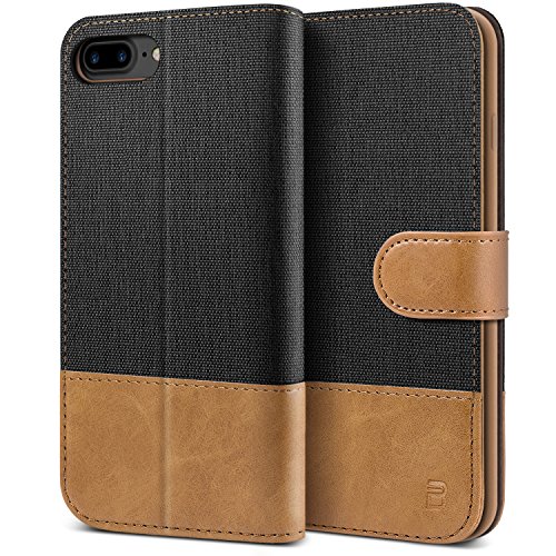 BEZ® Cover iPhone 7 Plus, iPhone 8 Plus, Custodia Compatibile per iPhone 7 Plus, iPhone 8 Plus, Portafoglio Flip Cover con Chiusura Magnetic, Nero