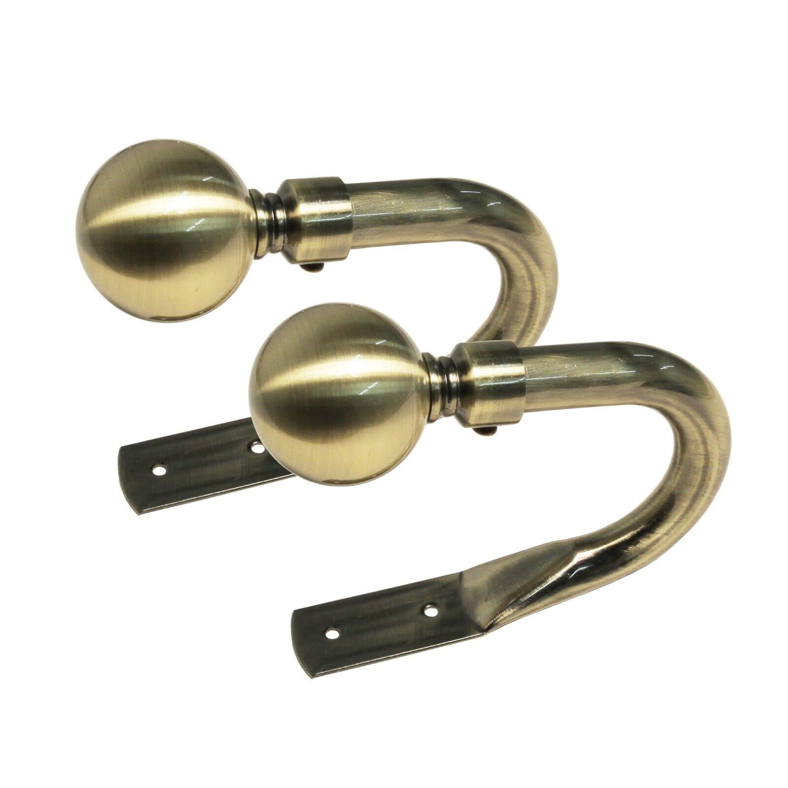 Kestral Curtain Hold Backs 2 x Metal Curtain Holdback Decorative Drapery All Fixing Inc (Metal Ball Antique Brass)