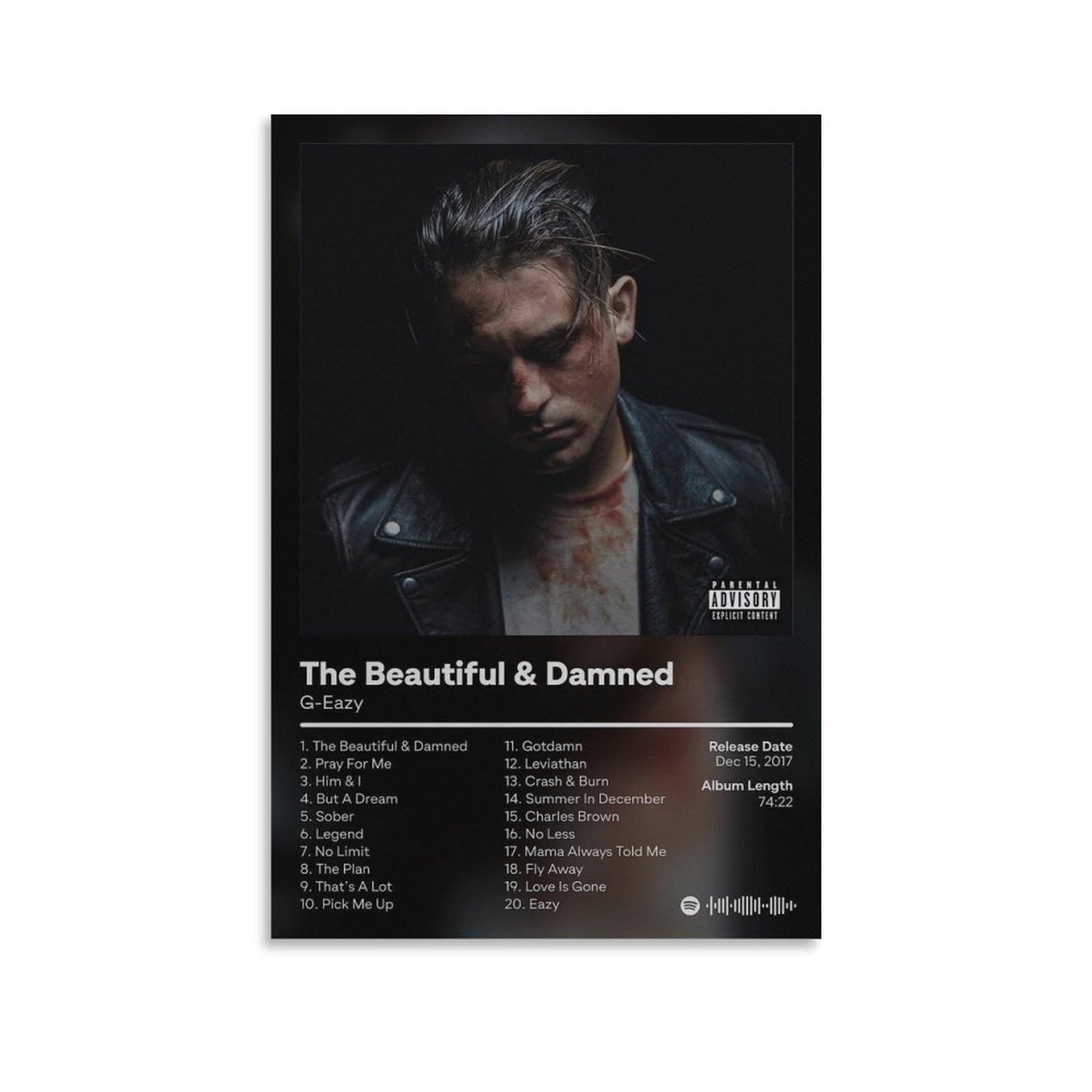 PFFLKPLG Eazy - The Beautiful & Damned Canvas Poster Wall Art Decor Print Picture Paintings for Living Room Bedroom Decoration Unframe-style12x18inch(30x45cm)