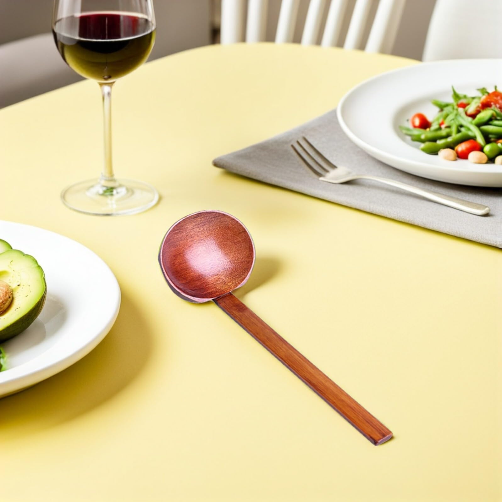 OUNONA 4 Piezas Cucharas de Sopa de Madera con Mango Diseño Octogonal Antideslizante para Ramen Sopas Asiáticas y Cocción Segura Fáciles de Limpiar Uso Cocina y Coreana