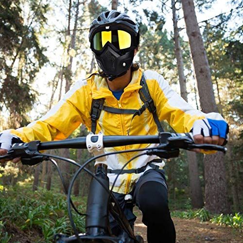 BOLLFO Motorcycle Goggle Mask,Protective Glasses with Detachable Mask for Cycling,Skiing,Paintball,Riding,Snowmobile,Halloween and Costume Ball Adjustable Windproof Outdoor Anti-Fog Face Mask