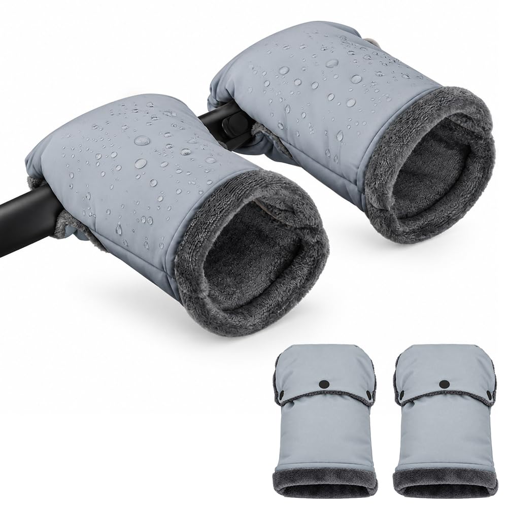AOOWU Pram Pushchair Gloves, Baby Stroller Gloves, Waterproof, Gray
