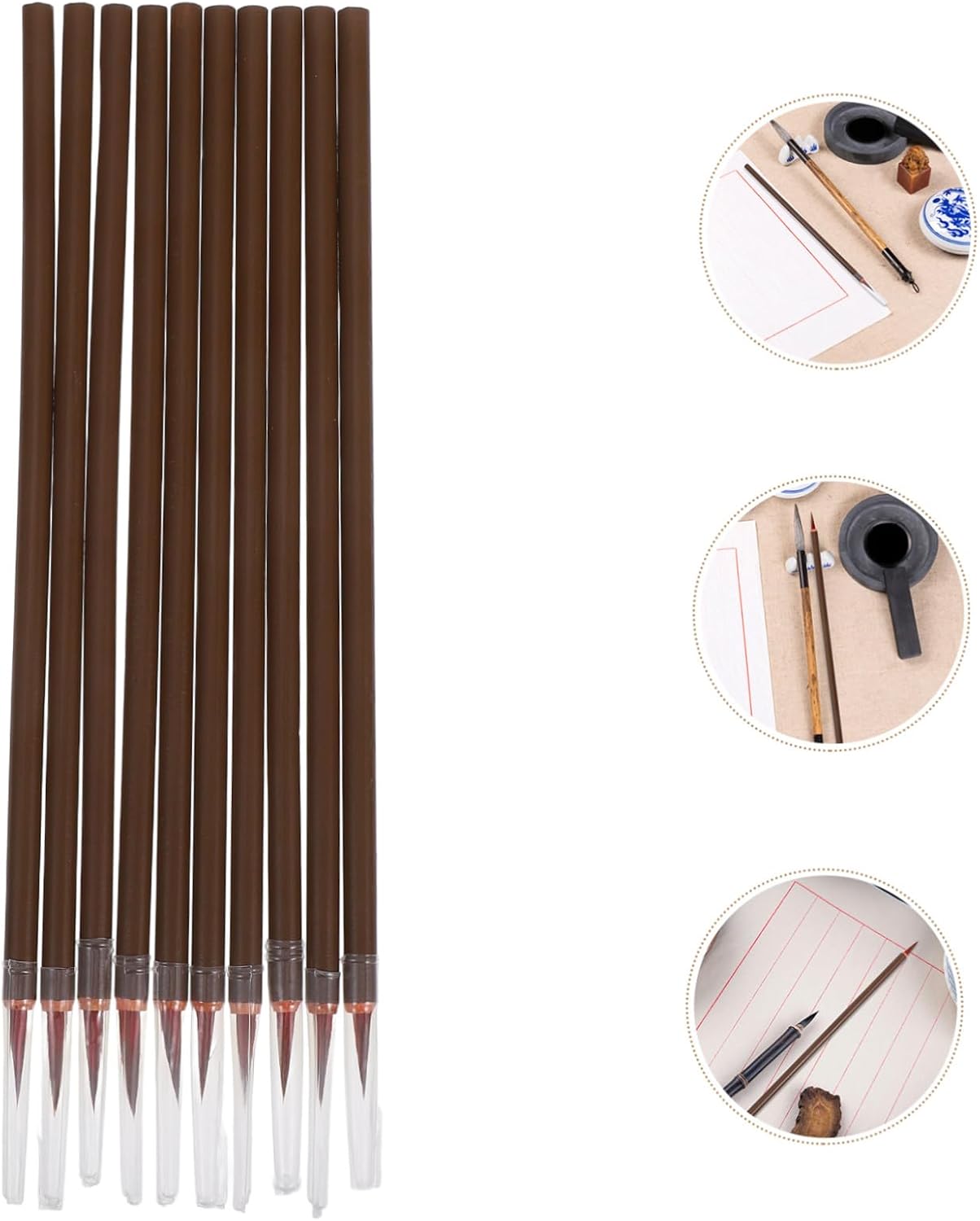 10pcs Chinese Calligraphy Brush Set for Ink Painting Hair Brushes for Beginners for Calligraphy Art and Writing Practice