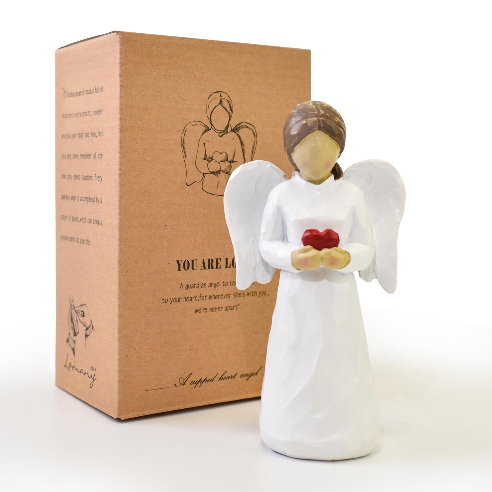 JEPELUS Guardian Angel Heart Gifts for Women, Angel Statue Thankful Nurses Teacher Angels Figurines Gifts for Mom, Condolences Sympathy Gift, Home Table Decor Collectible Figurines