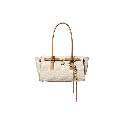 MICHAEL Michael Kors Hamilton Moderne Small East West Shoulder Tote W/ Charm Handbags Vanilla/Acorn