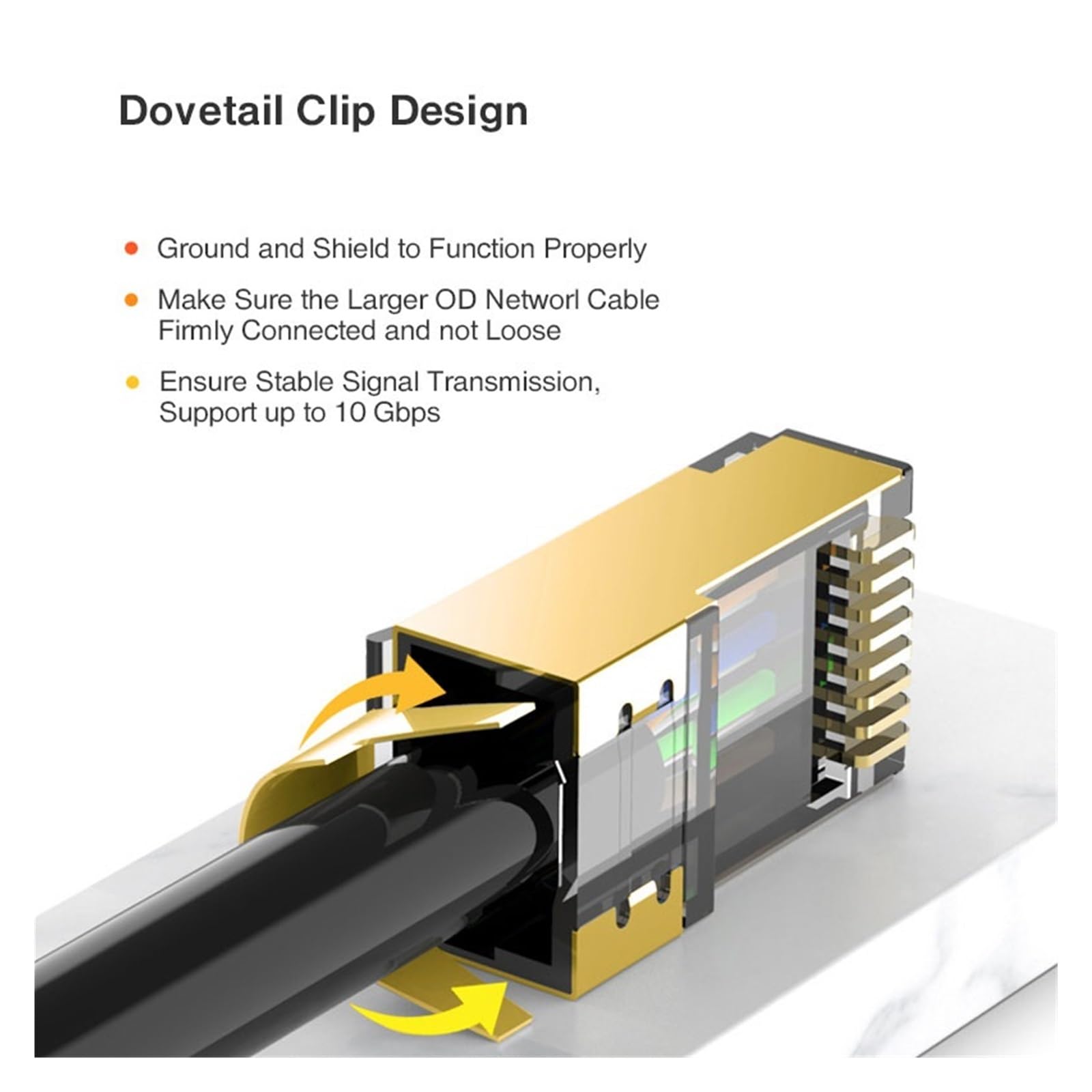 Dwuczęściowe ekranowane złącze modułowe RJ45 CAT6A i CAT7 50μ 8P8C - złącze kabla sieciowego RJ45 - 1,5 mm (5 szt., srebrne)