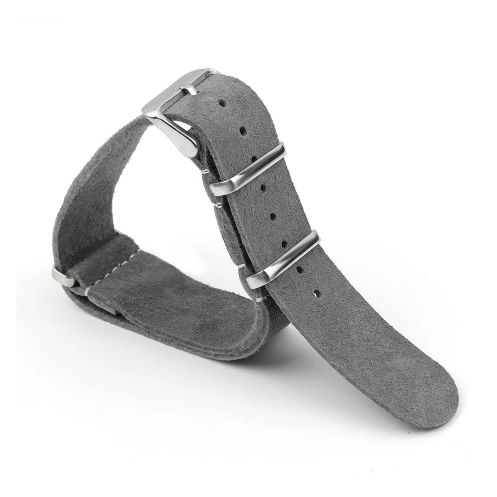 Zamszowy skórzany pasek do zegarka 18 mm, 20 mm, 22 mm, 24 mm, miękki pasek, zapasowy pasek, srebrna kwadratowa klamra, akcesoria, czarny, 22 mm
