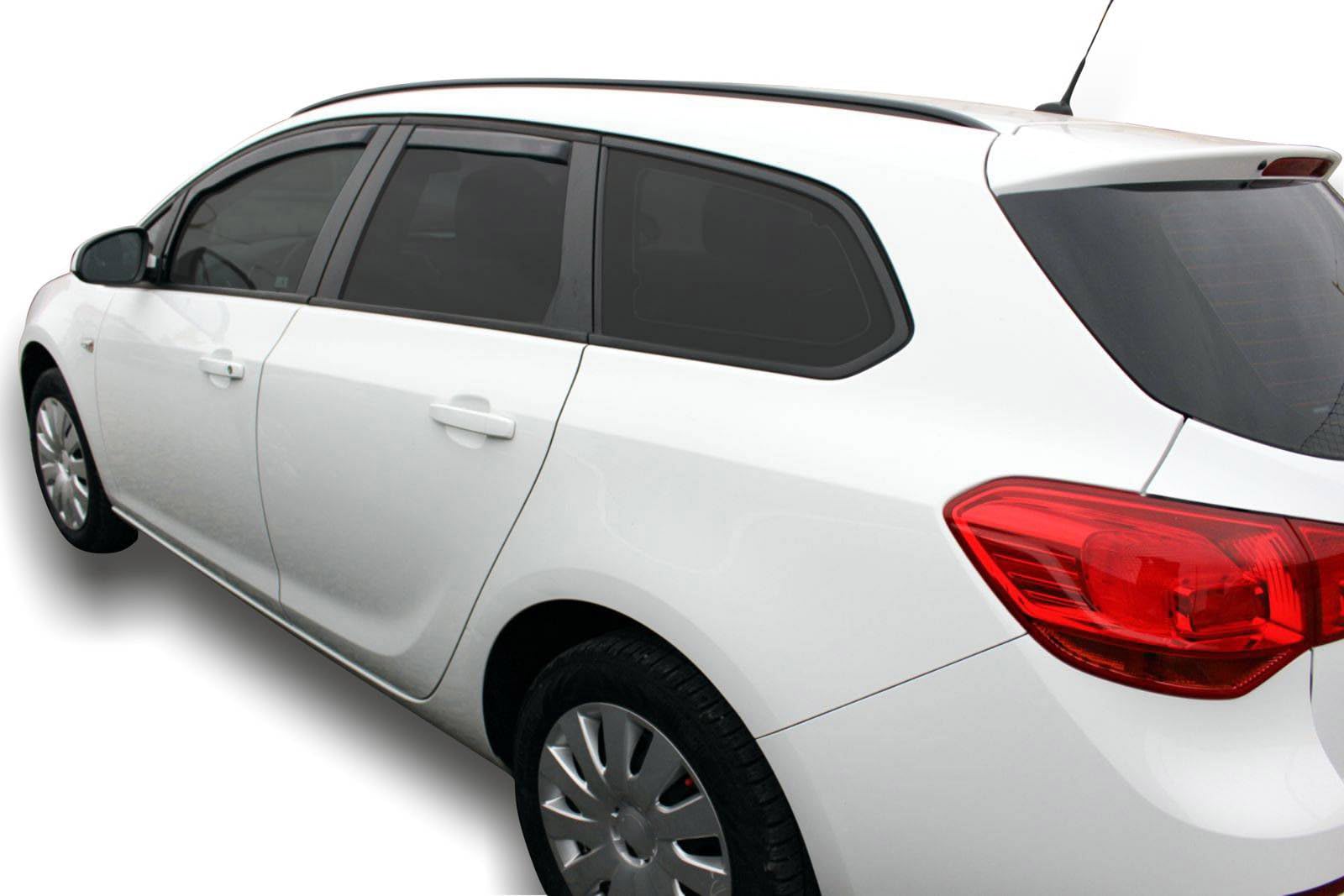 J&J AUTOMOTIVE Windabweiser passend für Opel Astra J Sports Tourer Schrägheck/Kombi 2010-2015 4tlg, Heko Regenabweiser Vorne Hinten Getönt Dunkel Passform