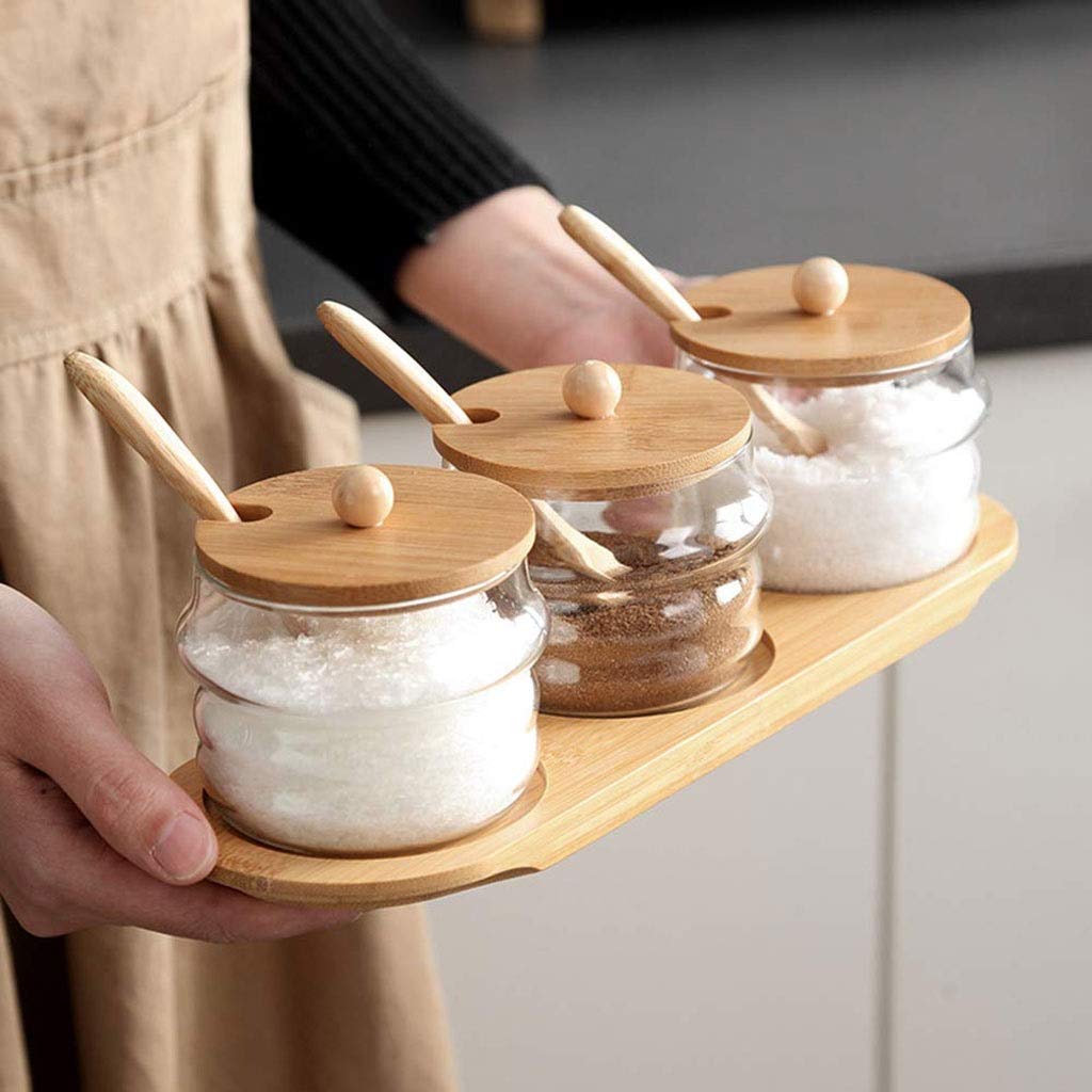 CMBSSTFC Barattoli per condimenti, Contenitore per Sale da Cucina, Scatola per condimenti - Set di barattoli per condimenti in Vetro, Bottiglia di spezie per la casa
