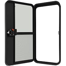 23"x44" RV Entry Door, Black Aluminum Alloy Teardrop Trailer Door with Tempered Glass, Universal Fit for RVs, Campers, Horse Trailers, Cargo Trailers Left, 23"x44"