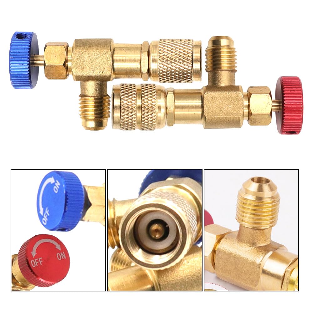 2 Valvole Di Sicurezza Refrigerante Aria Condizionata 1/4''-5/16'' Per R22 E R32 - Ottone - Foto 8