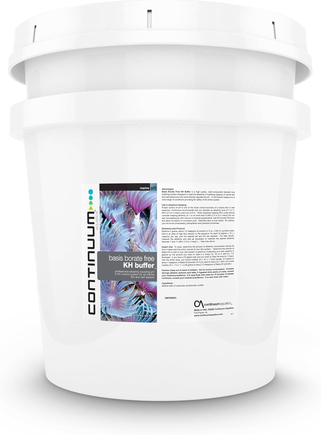Continuum Aquatics Basis Borate Free KH Buffer - Professional Alkalinity Boosting pH and KH Control for Marine Fish and Reef Saltwater Aquariums