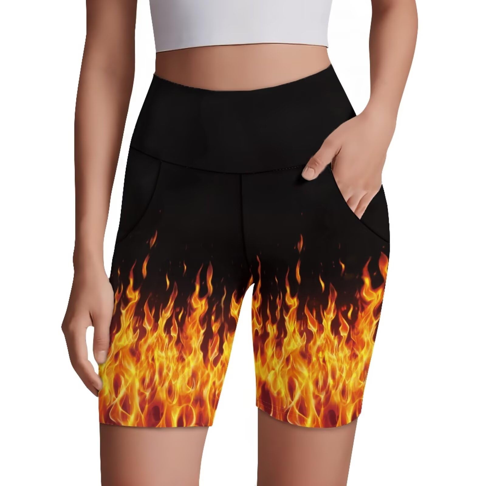 Women's Short Yoga Side Pockets High Waist Gym Sport Biker Shorts