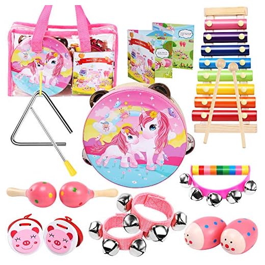oathx Baby Girl Gifts /Toddler Musical Instruments Ages 1-3 /Baby Music Toys 6-12-9-18 Months Infant /1st Birthday Girl Gifts for 1 2 Year Old/Kids Preschool Educational Learning Toys Drum, Xylophone
