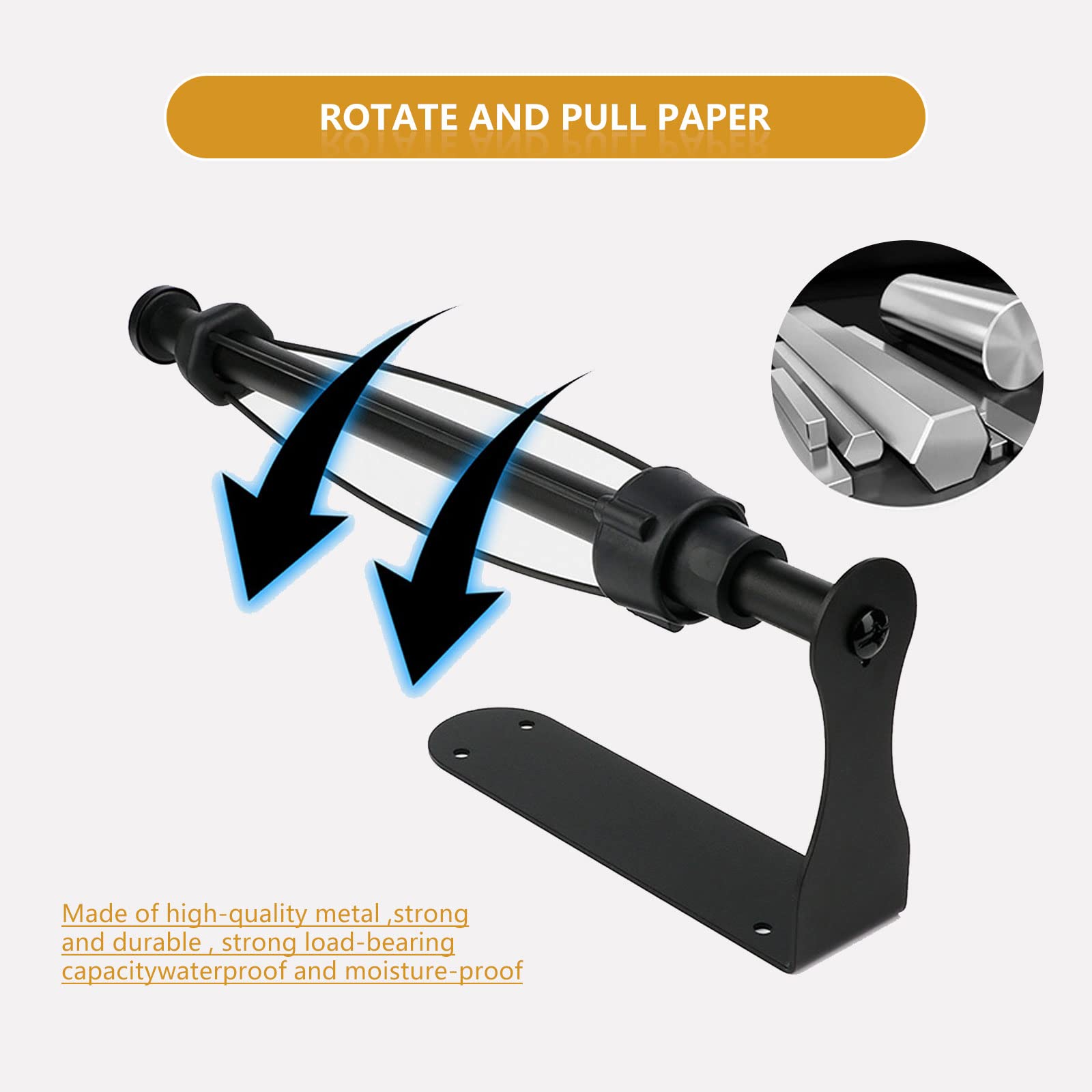 Paper Towel Holder Under Cabinet, One-Handed Tear, Wall Mount, Stainless Steel, with Damping Effect, Self-Adhesive or Drilled for Kitchen Bathroom