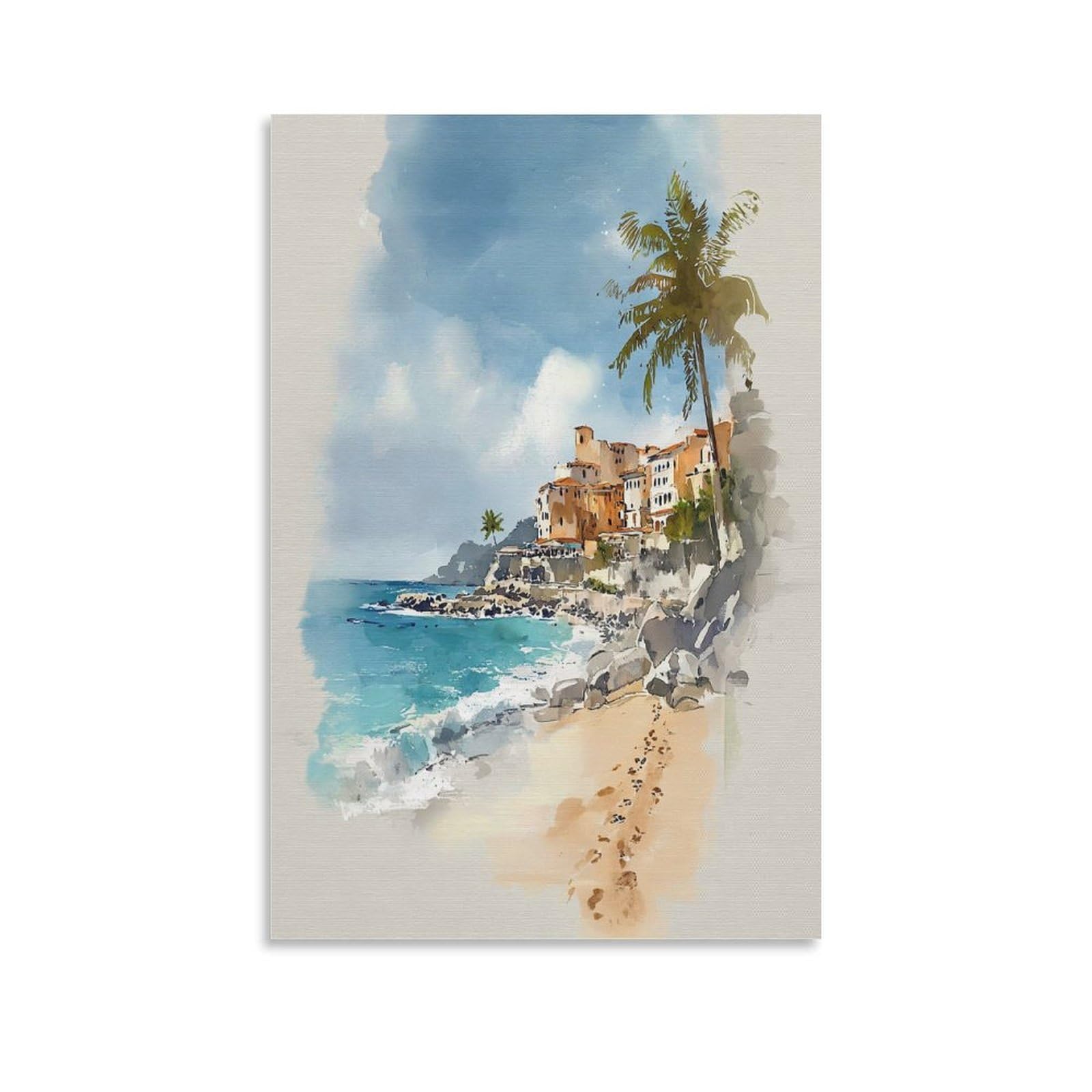 Playa Del 24x36inch(60x90cm) Vintage Travel Poster Watercolor Canvas Art