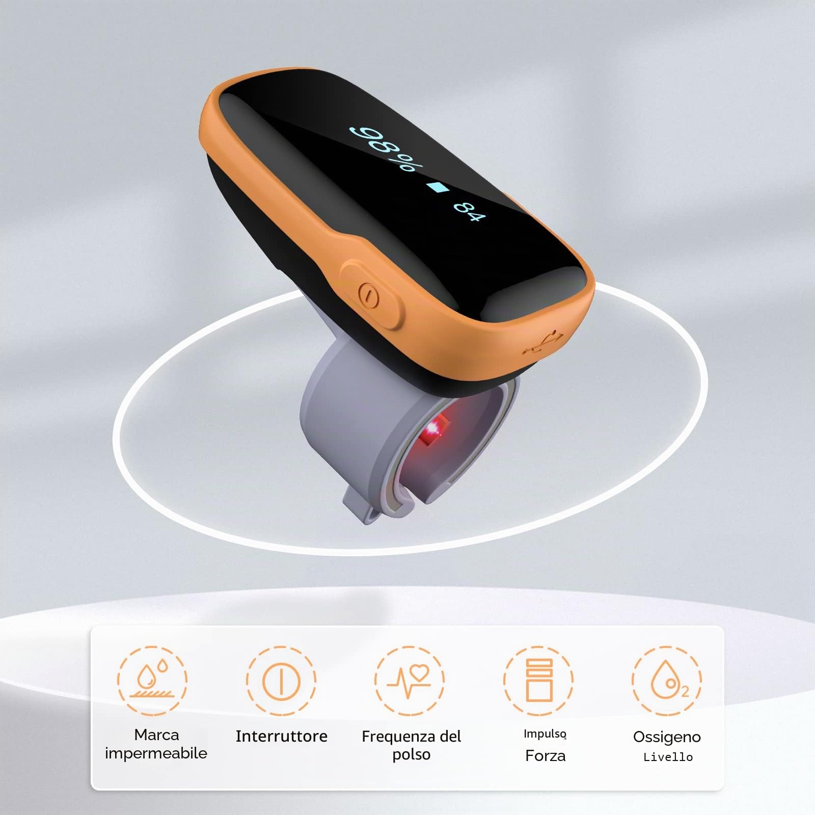Ossimetro indossabile in tempo reale WearO2, Monitor di saturazione dell'ossigeno Bluetooth con allarme a vibrazione, rapporto SPO2 e frequenza cardiaca gratuiti