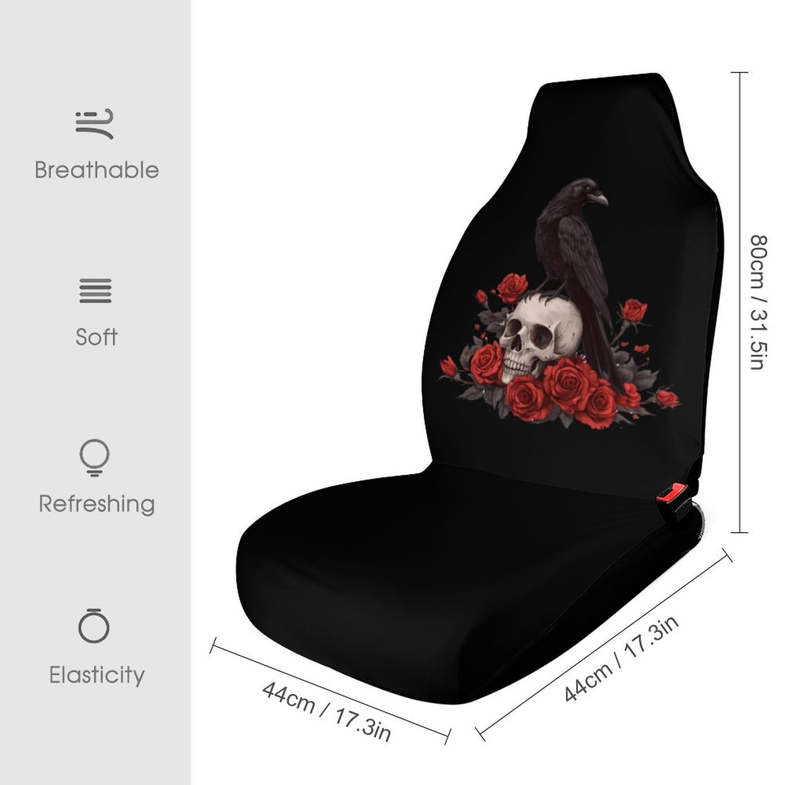 Skull Rose Crow Car Seat Covers Universal Car Front Seats Protector Auto Interior Accessories 1PCS